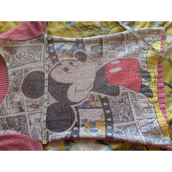 Disney Mickey Mouse crochet sequin sz s crew neck sweater - Picture 3 of 5